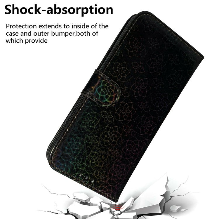 For OnePlus 13 Stand Case Dazzling Flower Leather Phone Cover - Black