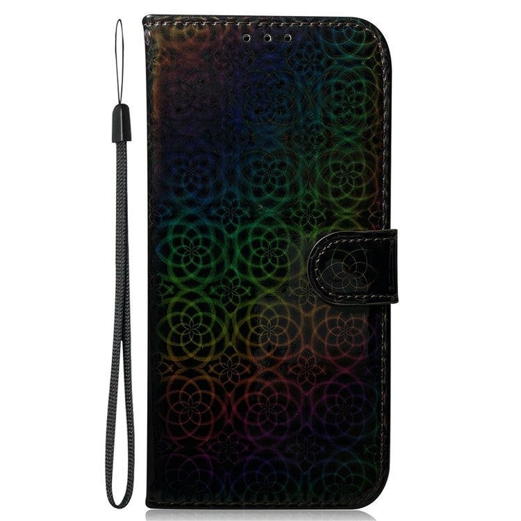 For OnePlus 13 Stand Case Dazzling Flower Leather Phone Cover - Black