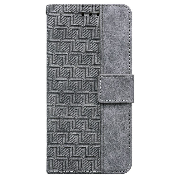 For OnePlus 13 Case Geometry Pattern Leather Wallet Phone Cover - Grey