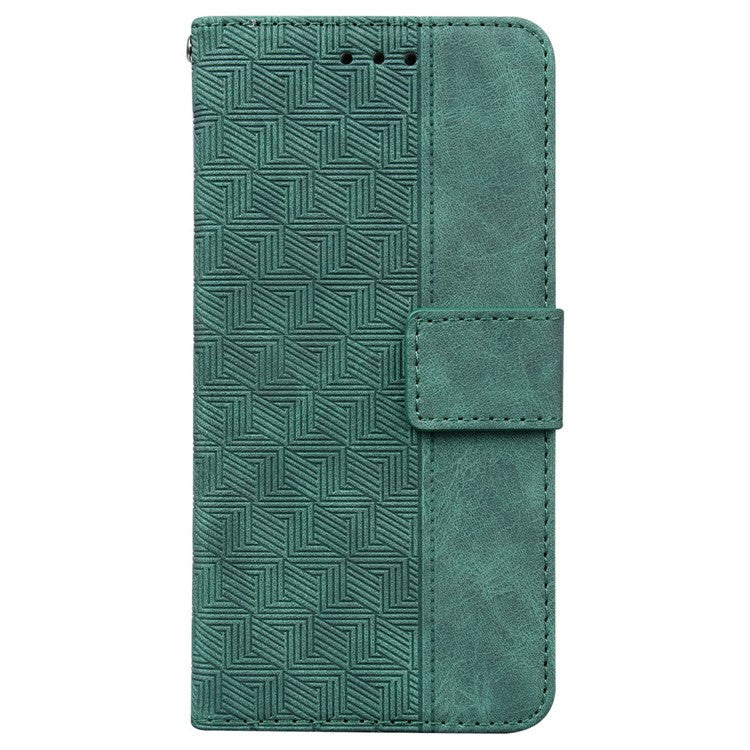 For OnePlus 13 Case Geometry Pattern Leather Wallet Phone Cover - Green