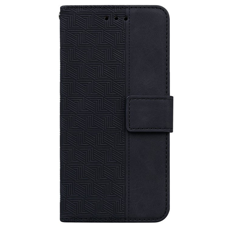 For OnePlus 13 Case Geometry Pattern Leather Wallet Phone Cover - Black