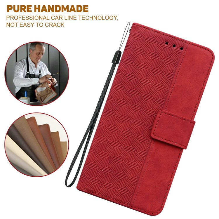 For OnePlus 13 Case Geometry Pattern Leather Wallet Phone Cover - Red
