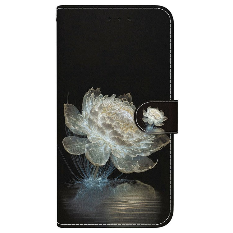 For OnePlus 13 Wallet Phone Case Anti-Drop Leather Flip Cover Pattern Printing - Crystal Peony