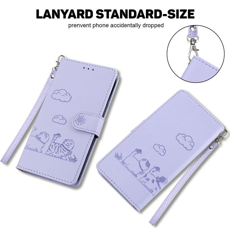 For OnePlus 13 Case RFID Blocking Kitten Pattern TPU+PU Leather Phone Cover - Purple