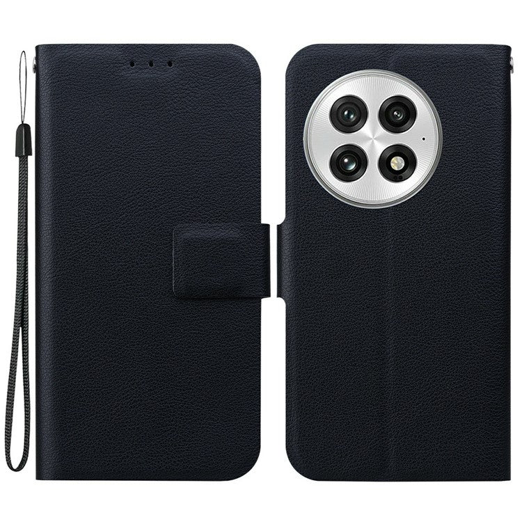 For OnePlus 13 Case Ultra-Thin PU Leather + TPU Phone Cover with Card Slot - Black