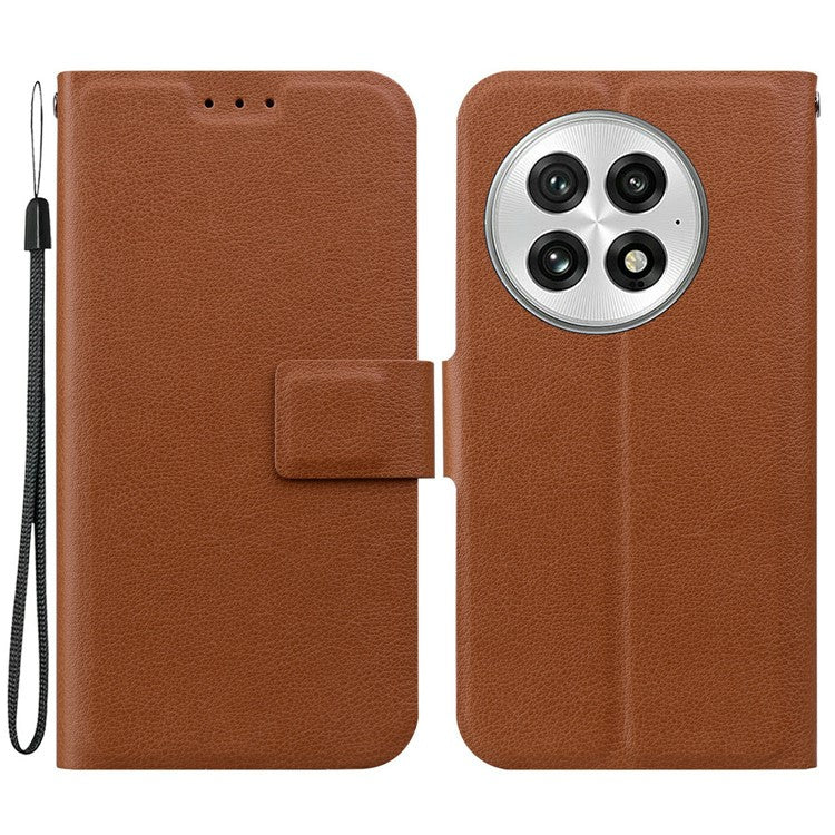 For OnePlus 13 Case Ultra-Thin PU Leather + TPU Phone Cover with Card Slot - Brown
