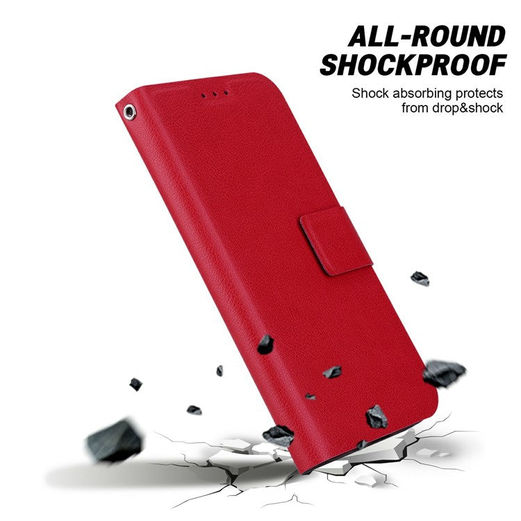 For OnePlus 13 Case Ultra-Thin PU Leather + TPU Phone Cover with Card Slot - Red