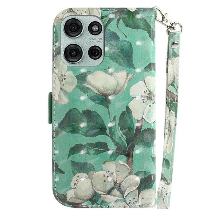 For Motorola Moto G75 5G Case Pattern Printing Leather Wallet Phone Cover - Watercolor Flowers