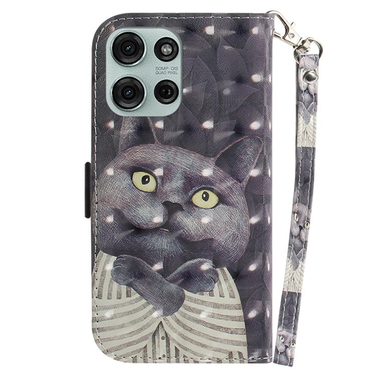 For Motorola Moto G75 5G Case Pattern Printing Leather Wallet Phone Cover - Embracing Cat