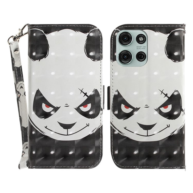 For Motorola Moto G75 5G Case Pattern Printing Leather Wallet Phone Cover - Angry Panda