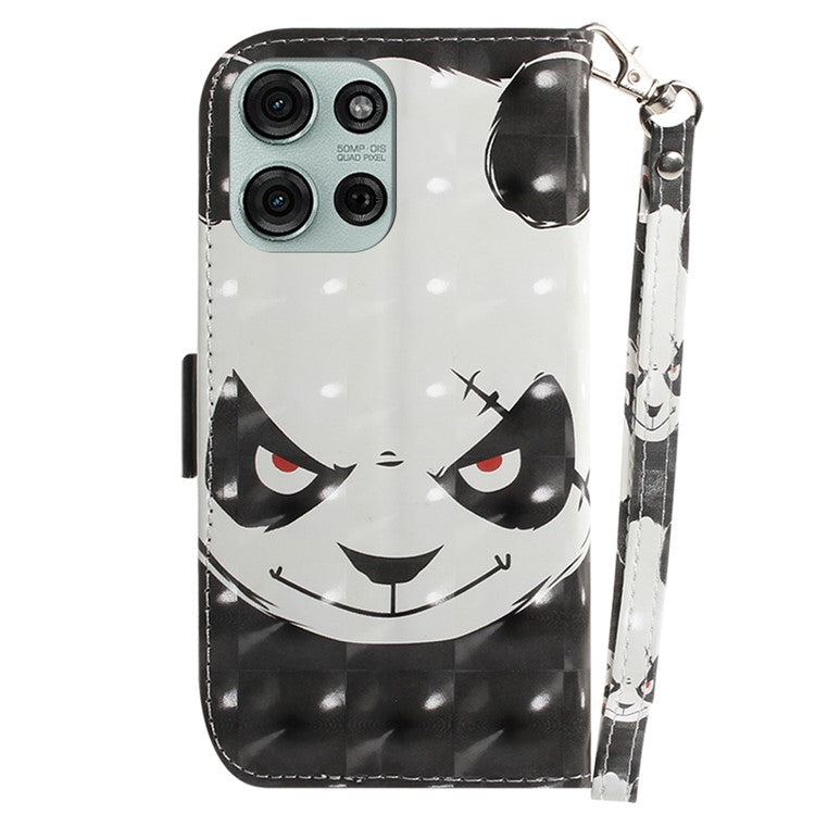 For Motorola Moto G75 5G Case Pattern Printing Leather Wallet Phone Cover - Angry Panda