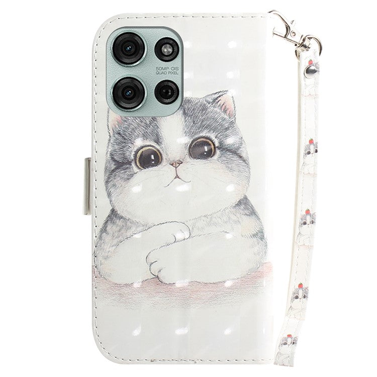 For Motorola Moto G75 5G Case Pattern Printing Leather Wallet Phone Cover - Cute Cat