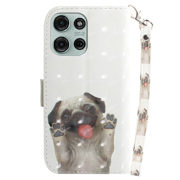 For Motorola Moto G75 5G Case Pattern Printing Leather Wallet Phone Cover - Pug