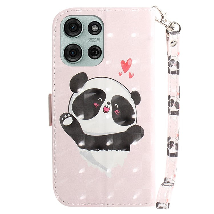 For Motorola Moto G75 5G Case Pattern Printing Leather Wallet Phone Cover - Love Heart Panda
