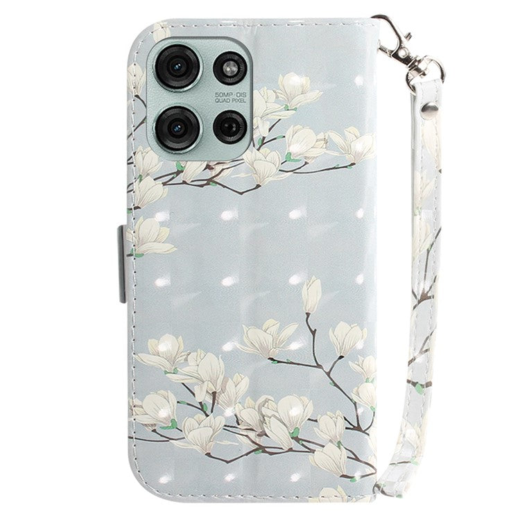 For Motorola Moto G75 5G Case Pattern Printing Leather Wallet Phone Cover - Magnolia