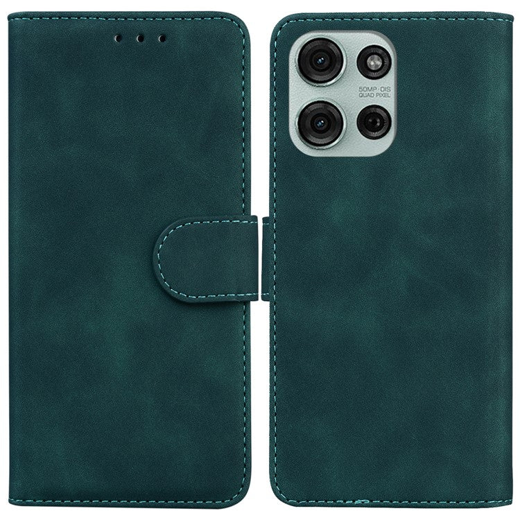 For Motorola Moto G75 5G Case Solid Color Leather Wallet Phone Cover - Green