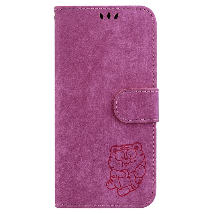 For Motorola Moto G75 5G Wallet Case Tiger Imprint Leather Shockproof Phone Cover - Rose