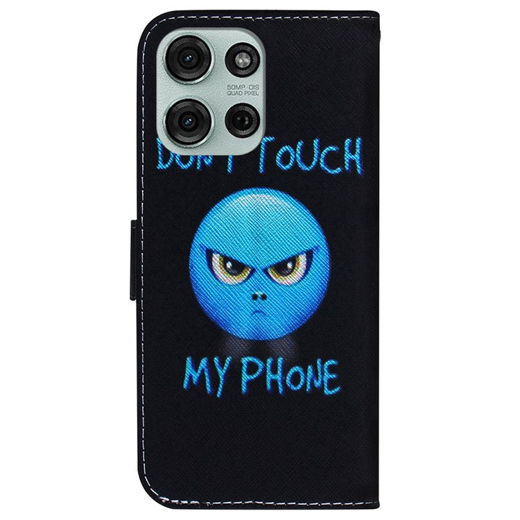 For Motorola Moto G75 5G Wallet Case Pattern Print Leather Phone Cover - Don't Touch My Phone