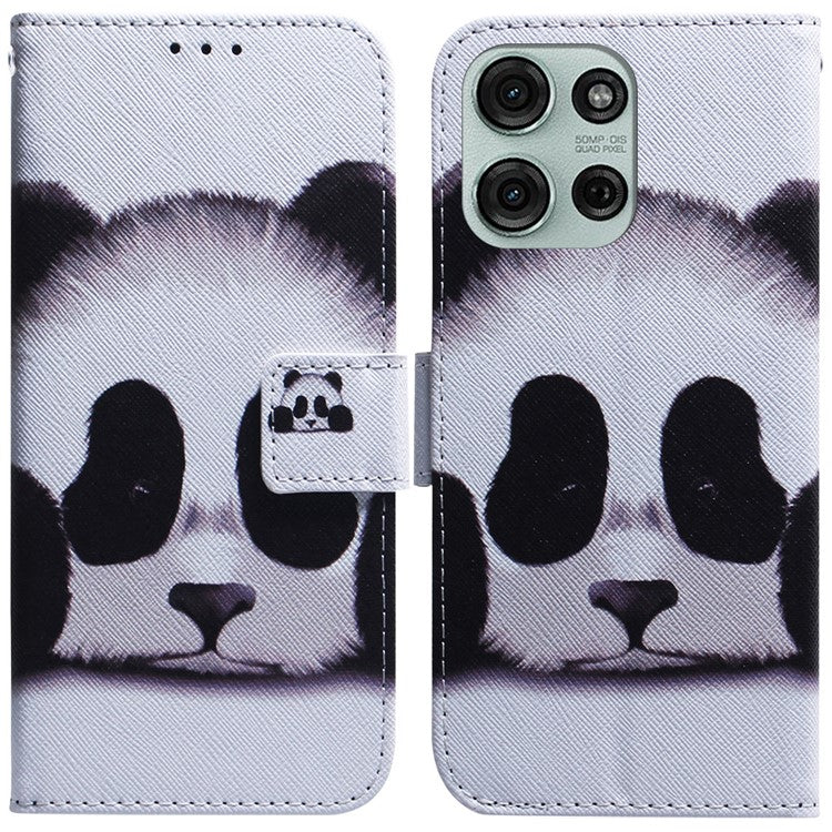 For Motorola Moto G75 5G Wallet Case Pattern Print Leather Phone Cover - Panda