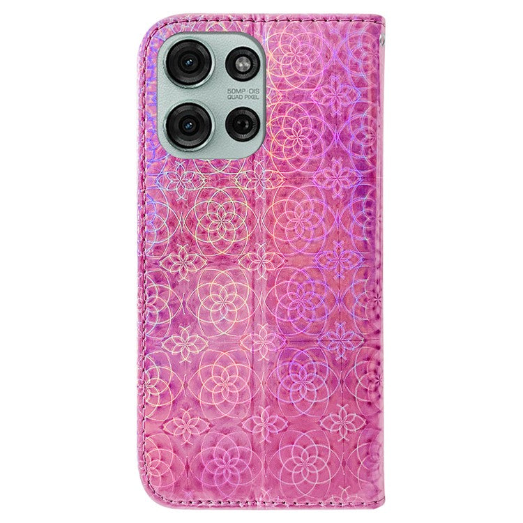 For Motorola Moto G75 5G Stand Case Dazzling Flower Leather Phone Cover - Pink