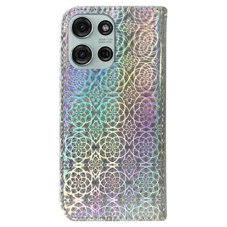 For Motorola Moto G75 5G Stand Case Dazzling Flower Leather Phone Cover - Grey