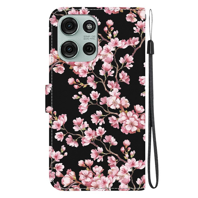 For Motorola Moto G75 5G Wallet Phone Case Anti-Drop Leather Flip Cover Pattern Printing - Plum Blossom