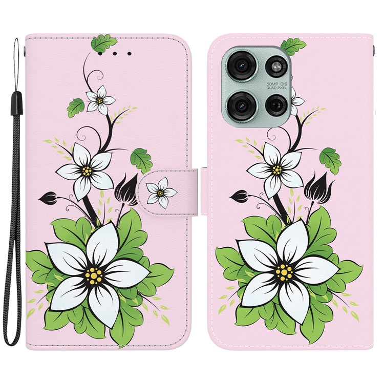 For Motorola Moto G75 5G Wallet Phone Case Anti-Drop Leather Flip Cover Pattern Printing - Lily