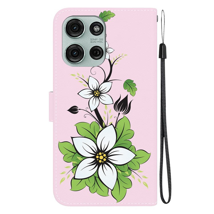 For Motorola Moto G75 5G Wallet Phone Case Anti-Drop Leather Flip Cover Pattern Printing - Lily