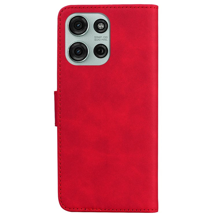 For Motorola Moto G75 5G Stand Case PU Leather Phone Cover Butterfly Printed - Red