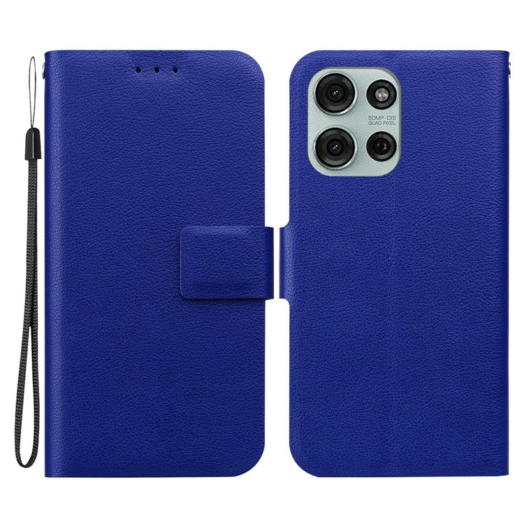 For Motorola Moto G75 5G Case Ultra-Thin PU Leather + TPU Phone Cover with Card Slot - Blue