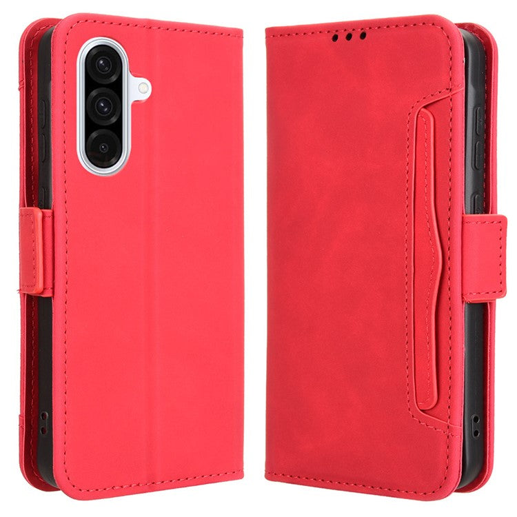For Samsung Galaxy A56 5G Leather Case Phone Wallet Cover with Multiple Card Slots - Red