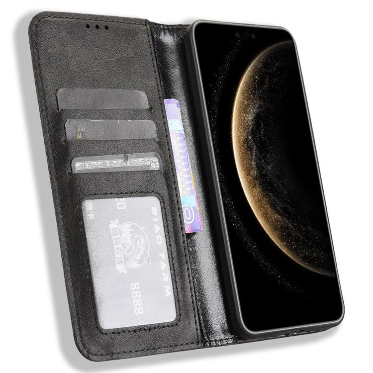 For Huawei Mate 70 Pro+ / 70 Pro Leather Case Wallet Stand Retro Texture Phone Cover - Black