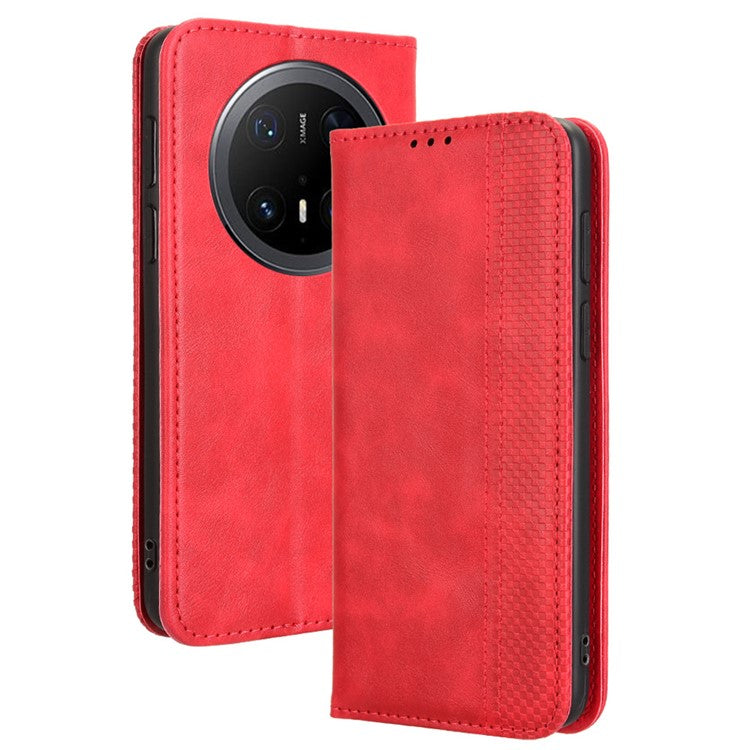 For Huawei Mate 70 Pro+ / 70 Pro Leather Case Wallet Stand Retro Texture Phone Cover - Red