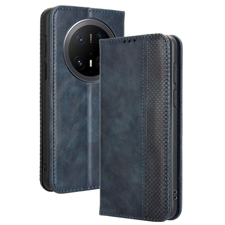 For Huawei Mate 70 Pro+ / 70 Pro Leather Case Wallet Stand Retro Texture Phone Cover - Blue