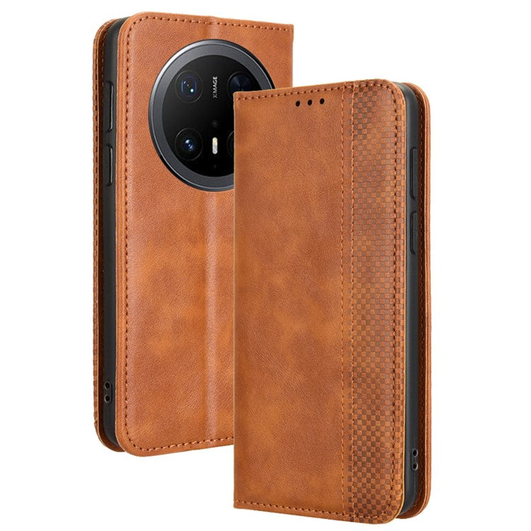 For Huawei Mate 70 Pro+ / 70 Pro Leather Case Wallet Stand Retro Texture Phone Cover - Brown