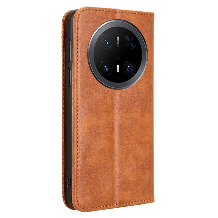 For Huawei Mate 70 Pro+ / 70 Pro Leather Case Wallet Stand Retro Texture Phone Cover - Brown