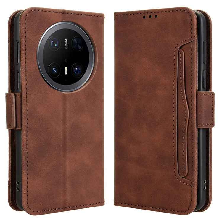 For Huawei Mate 70 Pro+ / 70 Pro Leather Case Phone Wallet Cover with Multiple Card Slots - Brown