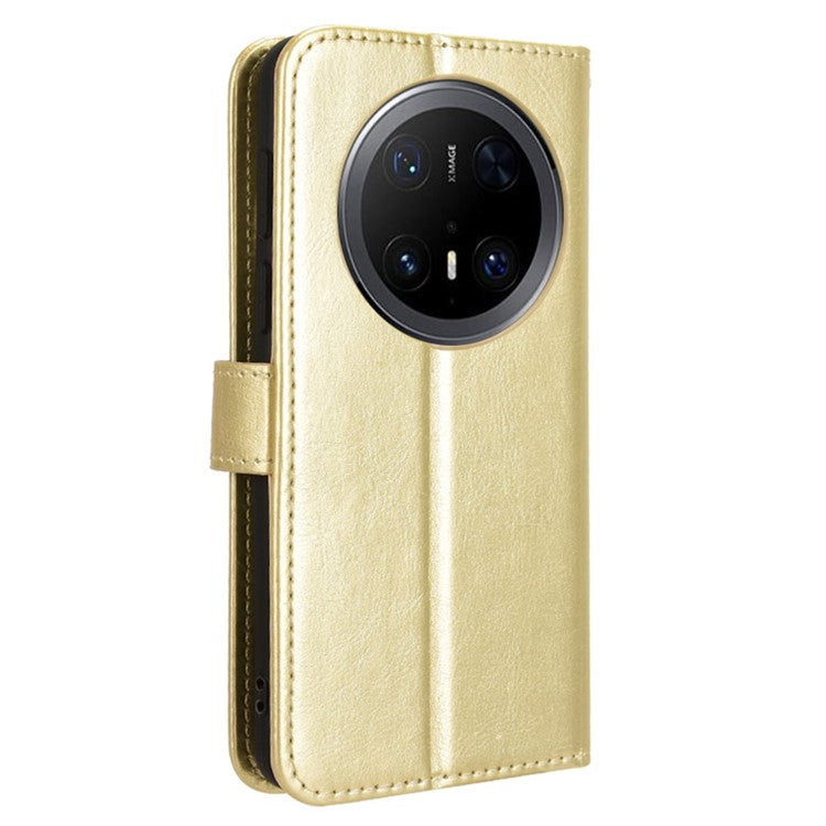 For Huawei Mate 70 Pro+ / 70 Pro Case Crazy Horse Texture PU Leather Phone Wallet Cover - Gold