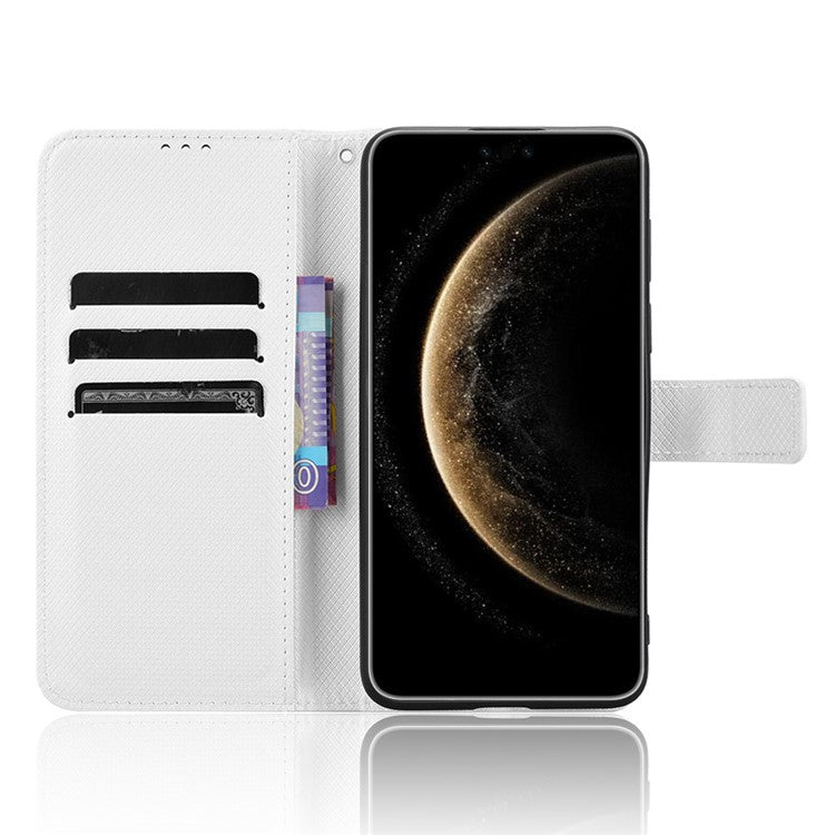 For Huawei Mate 70 Pro+ / 70 Pro Case PU Leather Diamond Texture Wallet Phone Cover - White