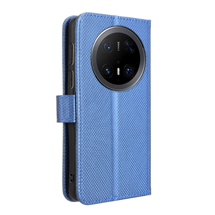 For Huawei Mate 70 Pro+ / 70 Pro Case PU Leather Diamond Texture Wallet Phone Cover - Blue