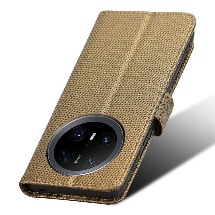 For Huawei Mate 70 Pro+ / 70 Pro Case PU Leather Diamond Texture Wallet Phone Cover - Brown