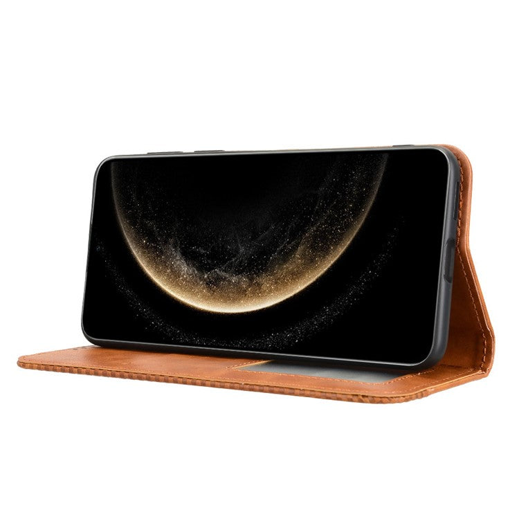 For Huawei Mate 70 Leather Case Wallet Stand Retro Texture Phone Cover - Brown