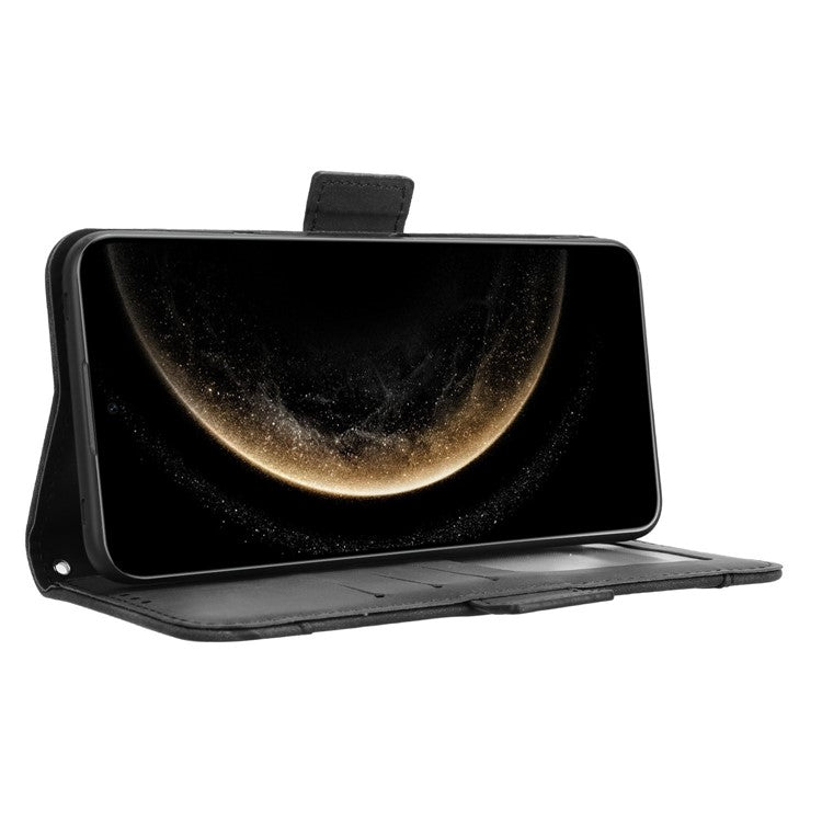 For Huawei Mate 70 Leather Case Phone Wallet Cover with Multiple Card Slots - Black