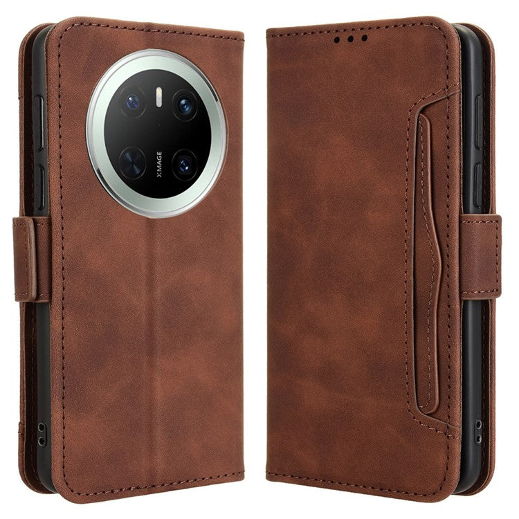 For Huawei Mate 70 Leather Case Phone Wallet Cover with Multiple Card Slots - Brown