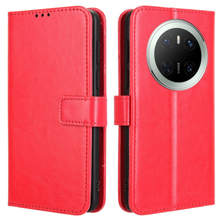 For Huawei Mate 70 Case Crazy Horse Texture PU Leather Phone Wallet Cover - Red