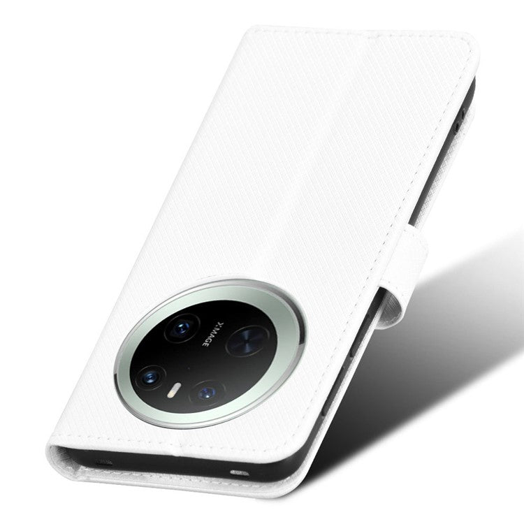 For Huawei Mate 70 Case PU Leather Diamond Texture Wallet Phone Cover - White