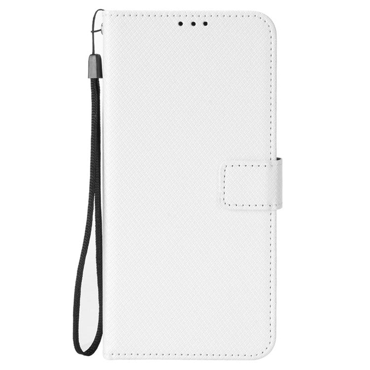 For Huawei Mate 70 Case PU Leather Diamond Texture Wallet Phone Cover - White