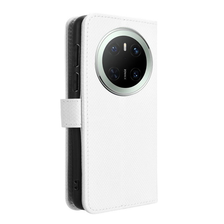 For Huawei Mate 70 Case PU Leather Diamond Texture Wallet Phone Cover - White
