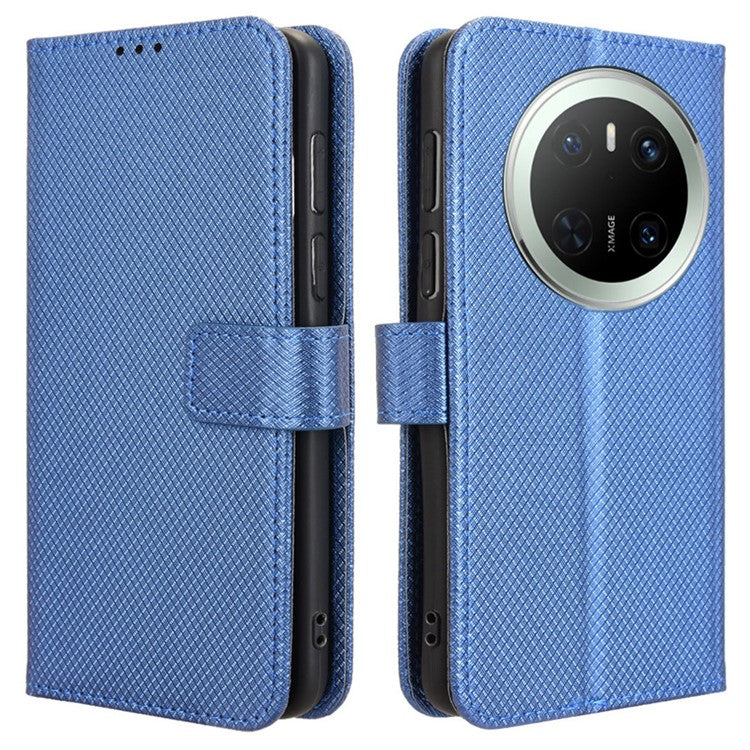 For Huawei Mate 70 Case PU Leather Diamond Texture Wallet Phone Cover - Blue