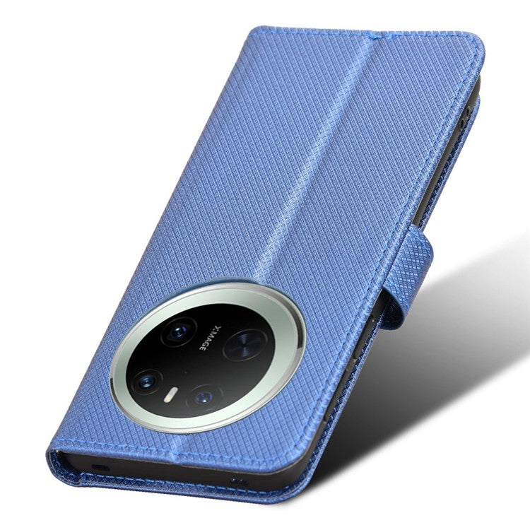 For Huawei Mate 70 Case PU Leather Diamond Texture Wallet Phone Cover - Blue